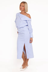 Broderick Midi Dress - Blue Stripe