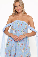 Codie Off Shoulder Maxi Dress - Cornflower Blue Floral