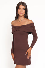 Danica Mini Dress - Chocolate Brown