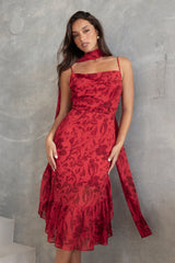 Francesca Midi Dress - Red Floral