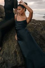 Jamie Maxi Slip Dress - Black