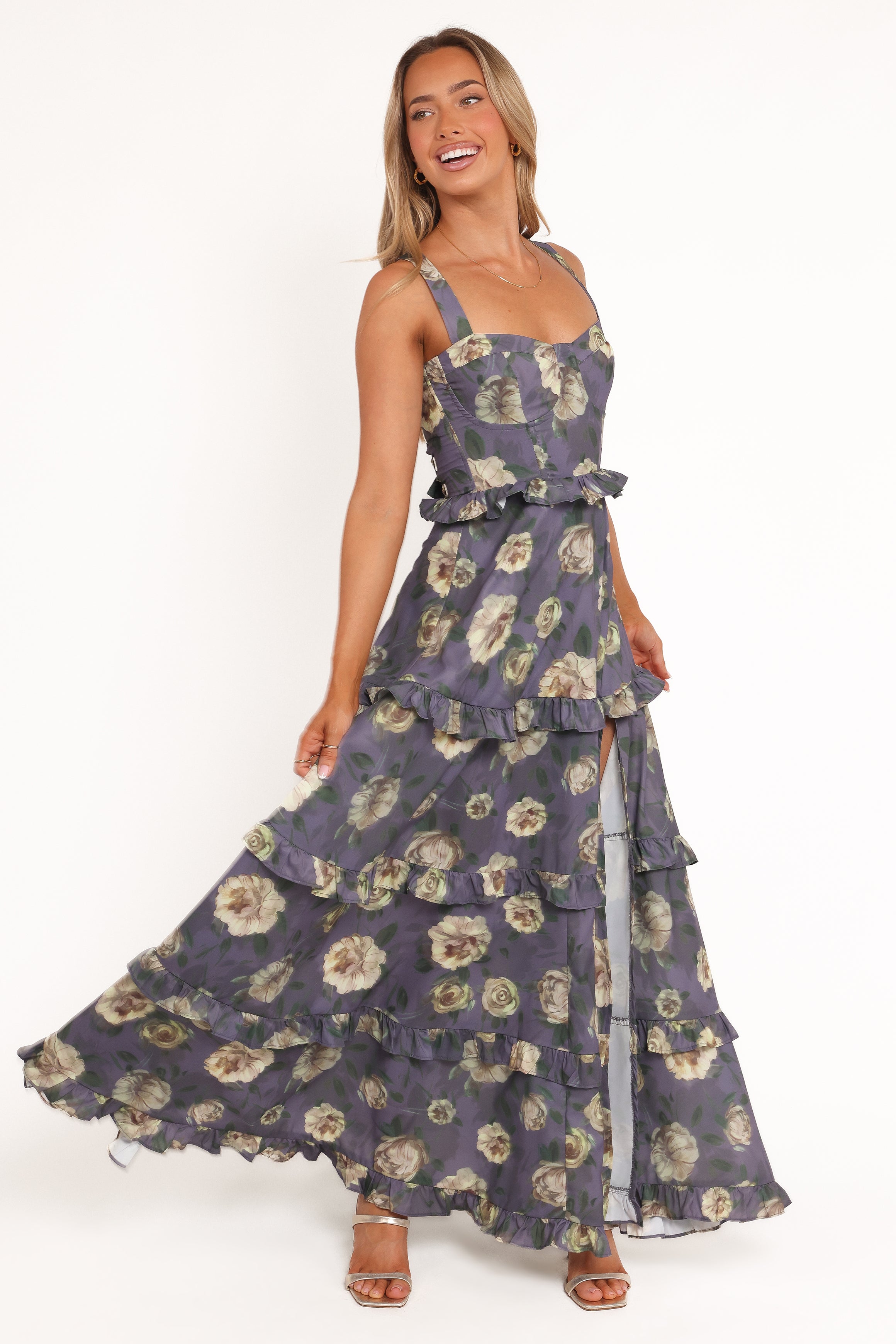 Lillee Tiered Maxi Dress - Lavender Floral