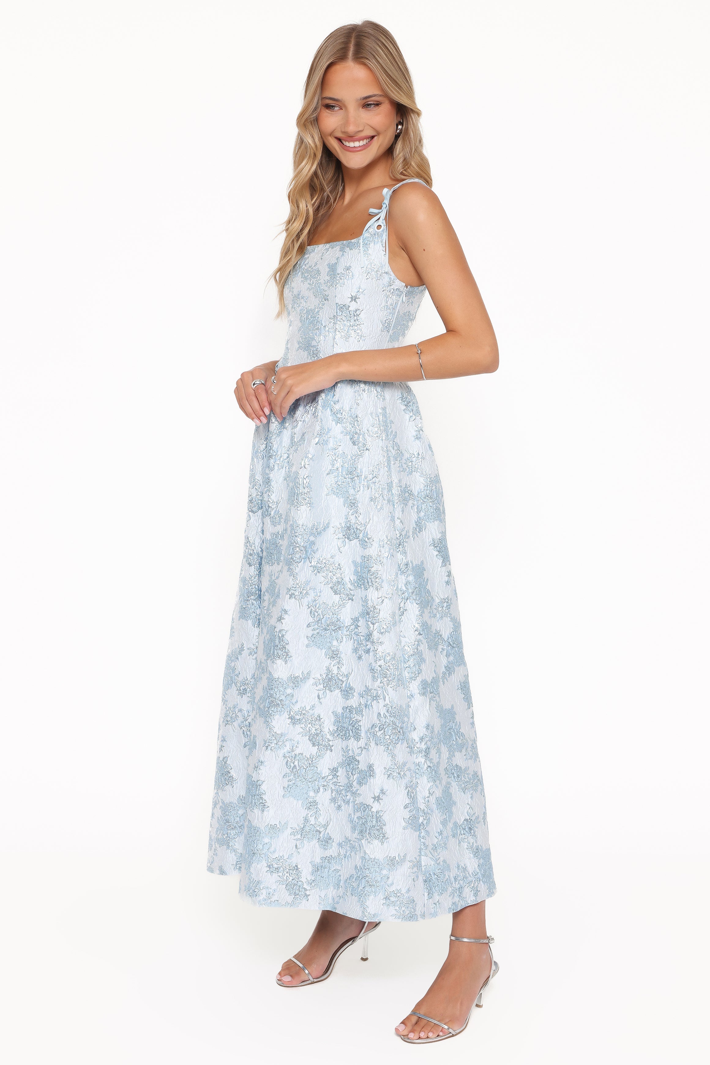 Marcelline Maxi Dress - Blue Brocade