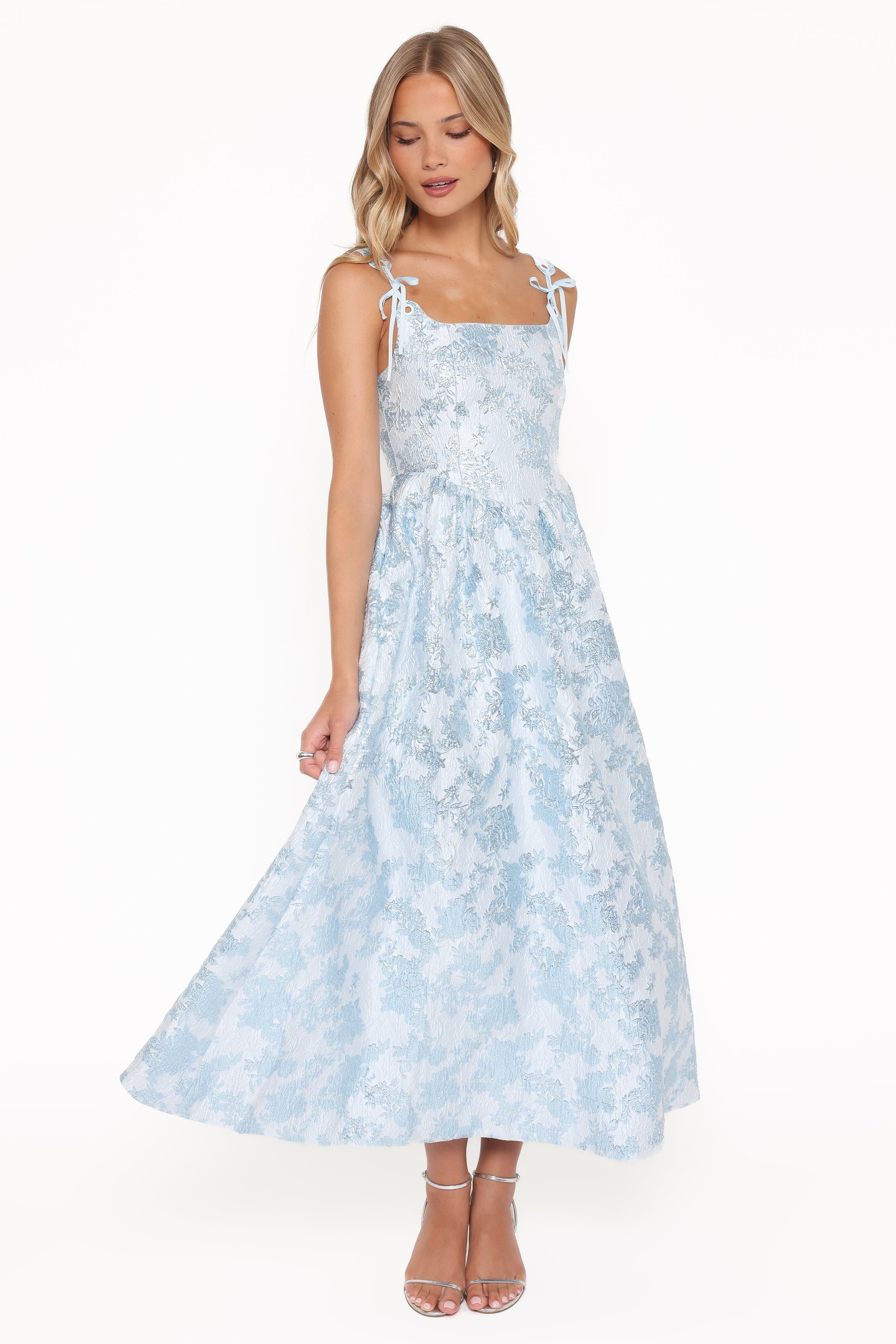 Marcelline Maxi Dress - Blue Brocade