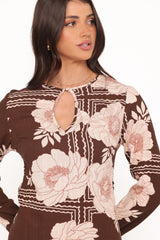 Marylon Mini Dress - Brown Floral
