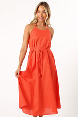 Nadine Halterneck Midi Dress - Coral