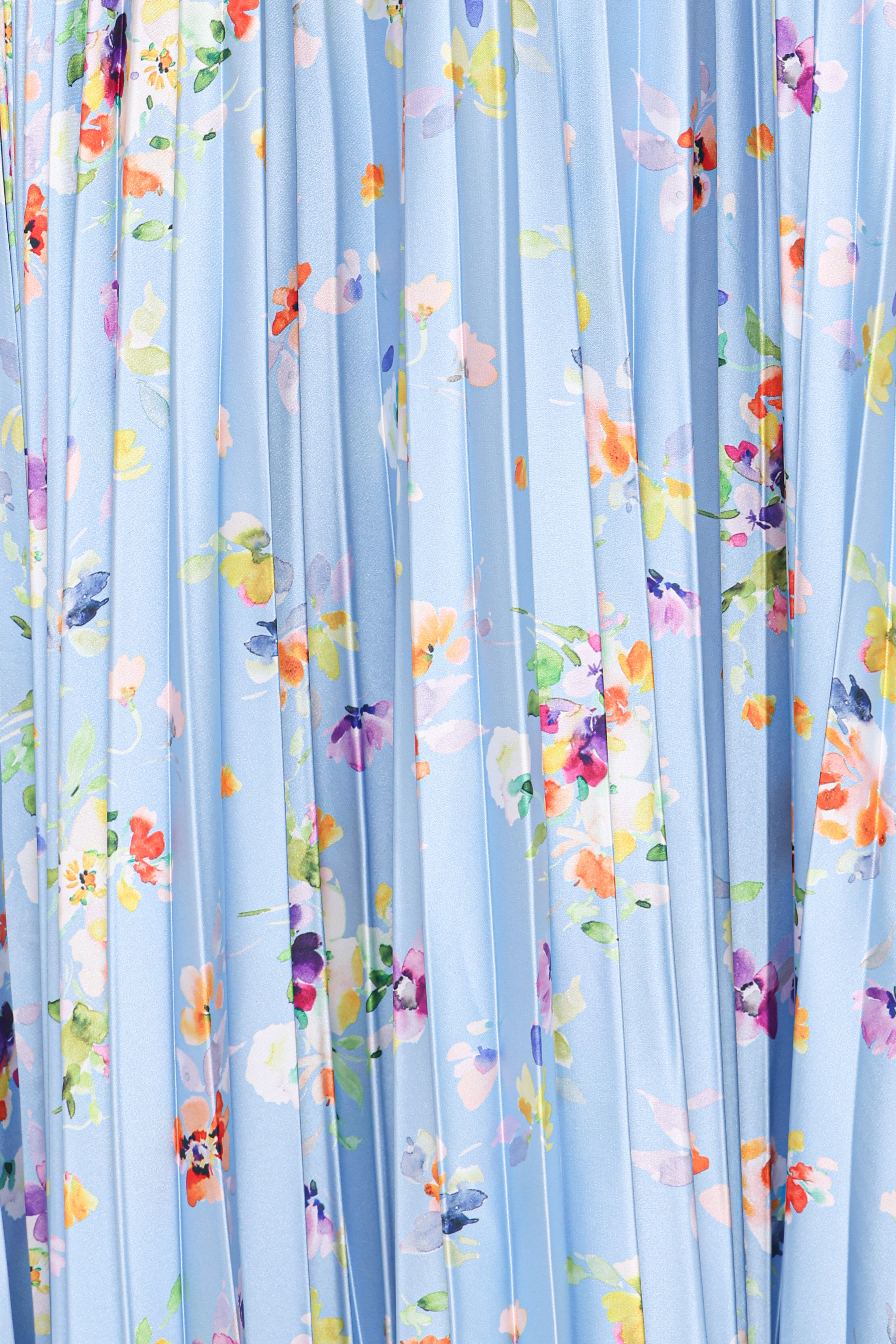Naira Pleated Maxi Dress - Cornflower Blue Floral