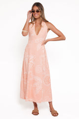 Sierra Wrap Midi Dress - Peach Floral