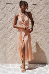 Sierra Wrap Midi Dress - Peach Floral
