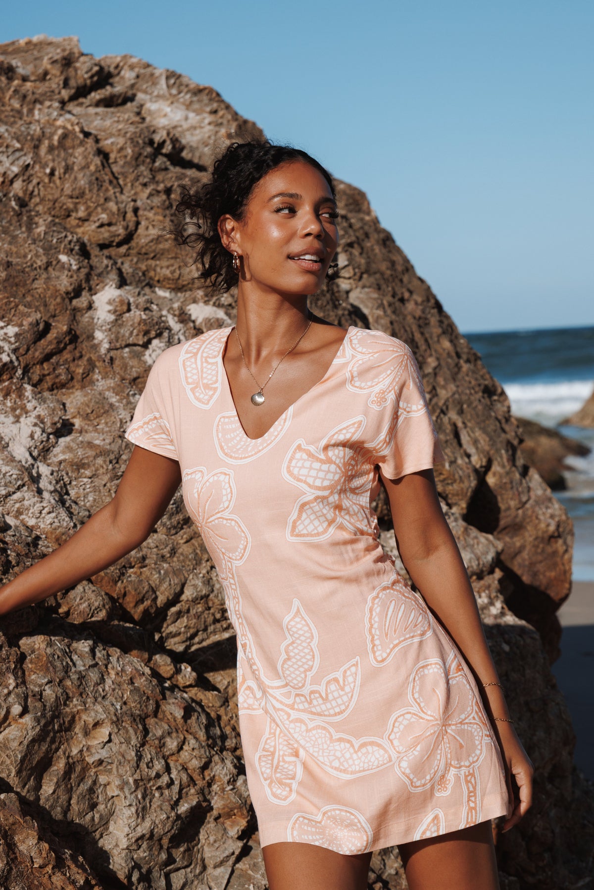 Tamika Mini Dress - Peach Floral