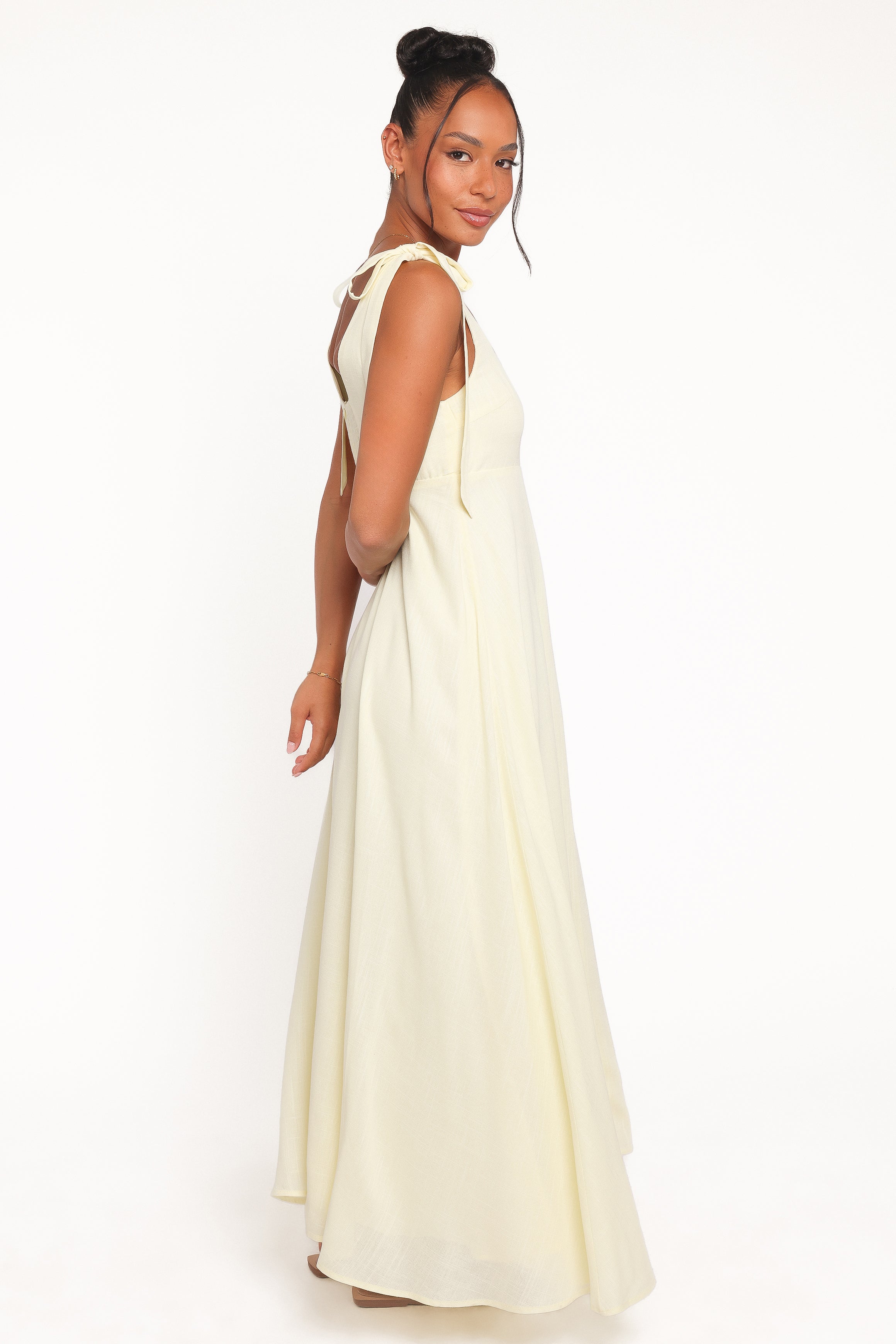 Valara Tie Shoulder Maxi Dress - Butter Yellow