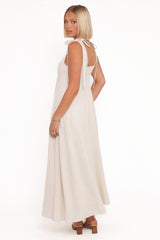 Valara Tie Shoulder Maxi Dress - Oatmeal