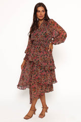 Vivian Midi Dress - Rose/Black