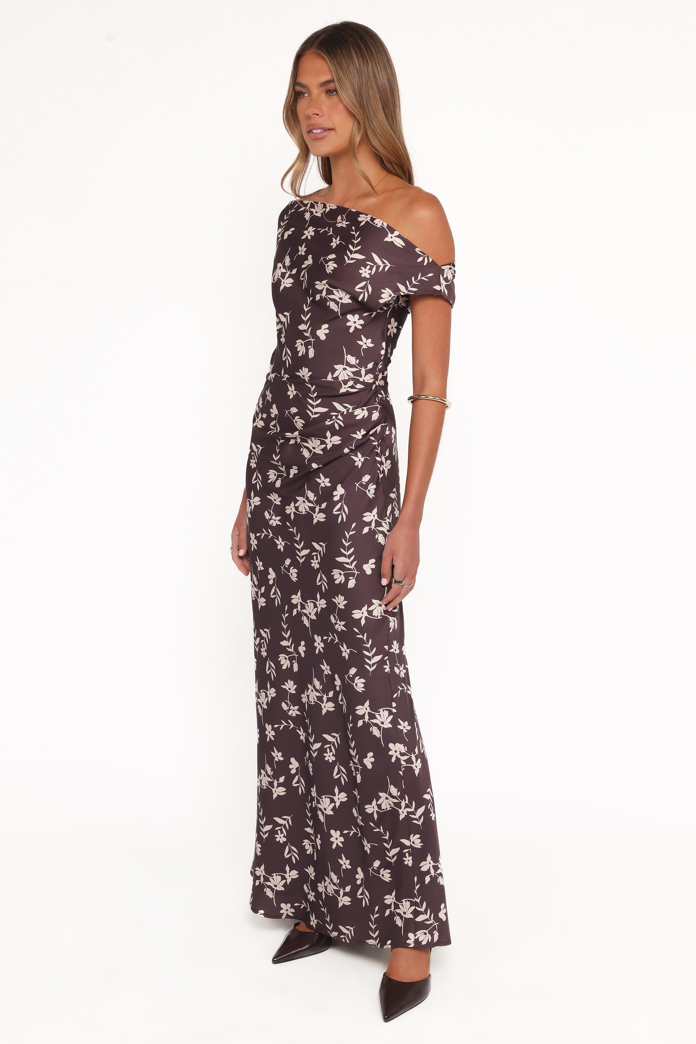 Zafira Midi Dress - Brown Cream Floral