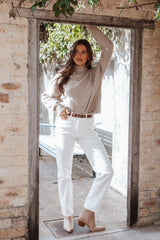 Brianna Mockneck Knit Sweater - Beige