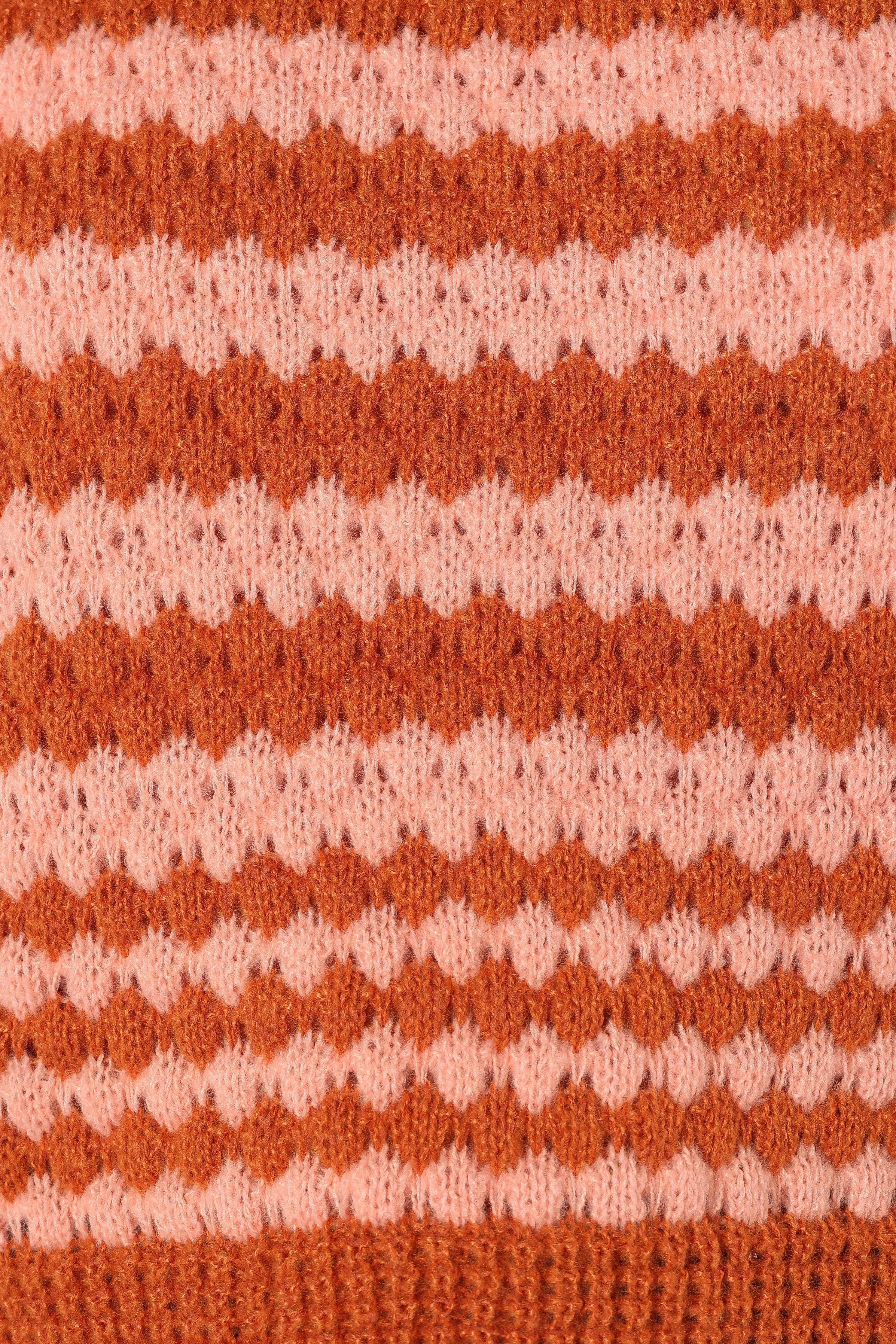 Yasmin Striped Crewneck Knit Sweater - Orange Pink