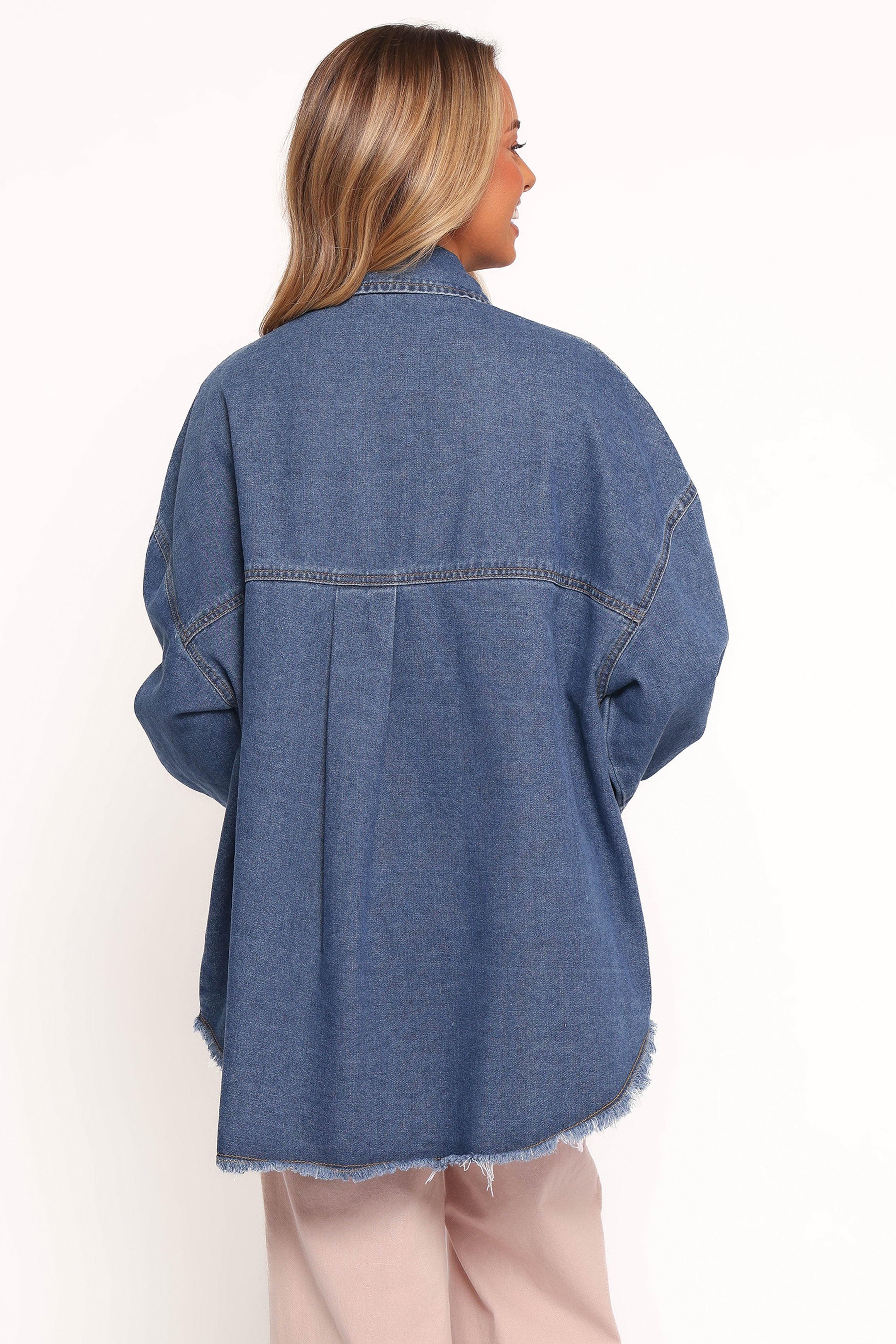 Twiggy Frayed Edge Denim Shacket - Denim