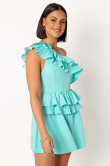 Rosewood One Shoulder Romper - Blue