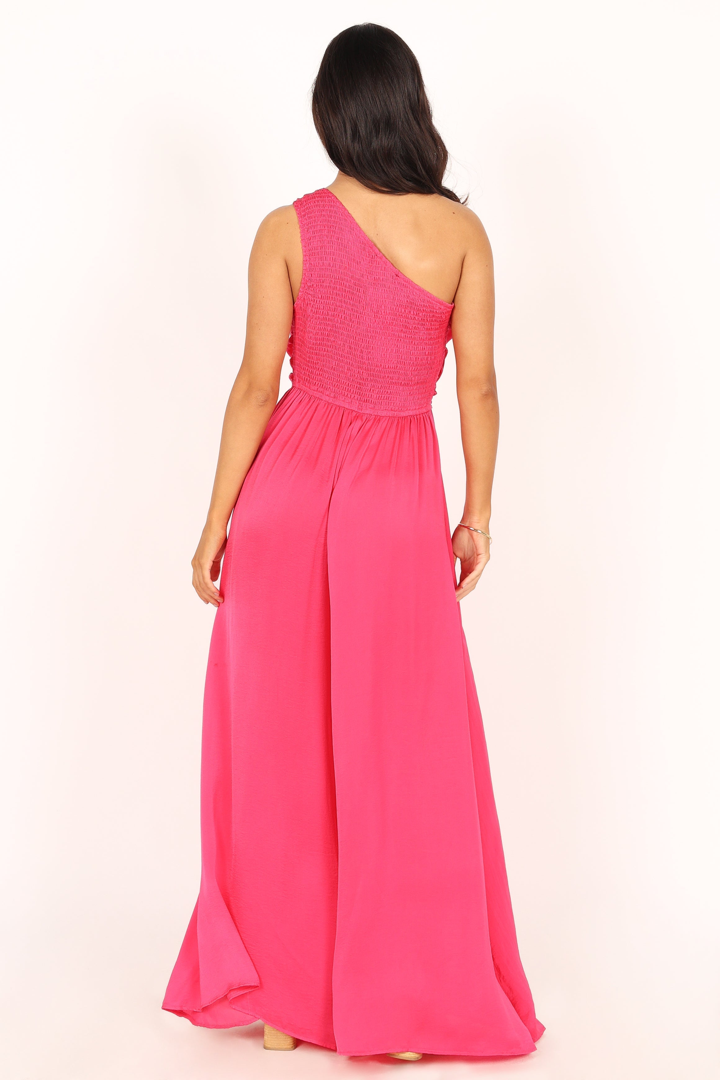 Sunanda One Shoulder Jumpsuit - Fuchsia