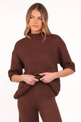 Remii Knit Pant Set - Chocolate