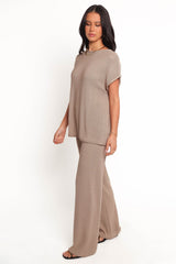 Stassia Knitted Pant Set - Brown