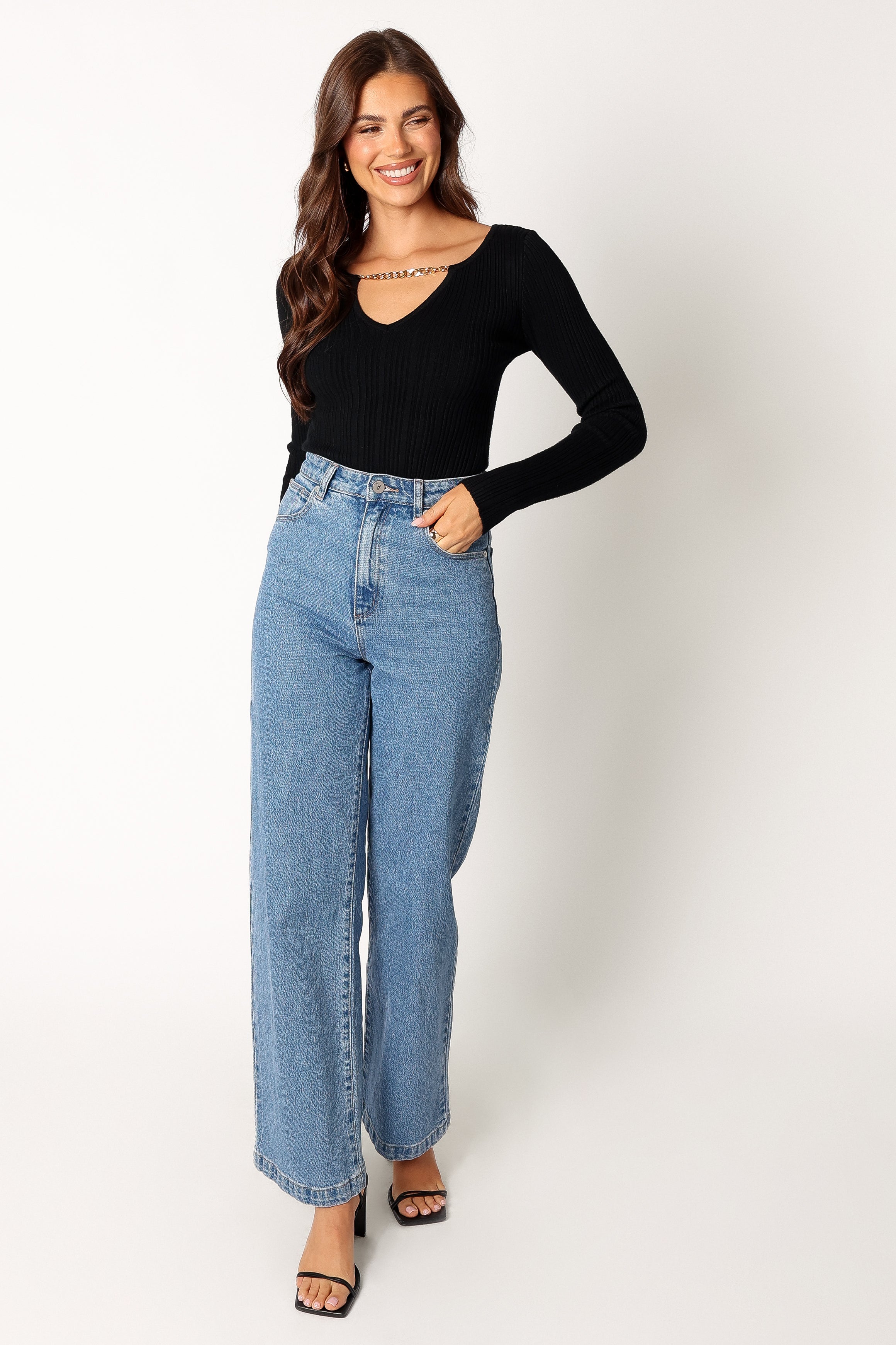 Ace Long Sleeve Knit Bodysuit - Black