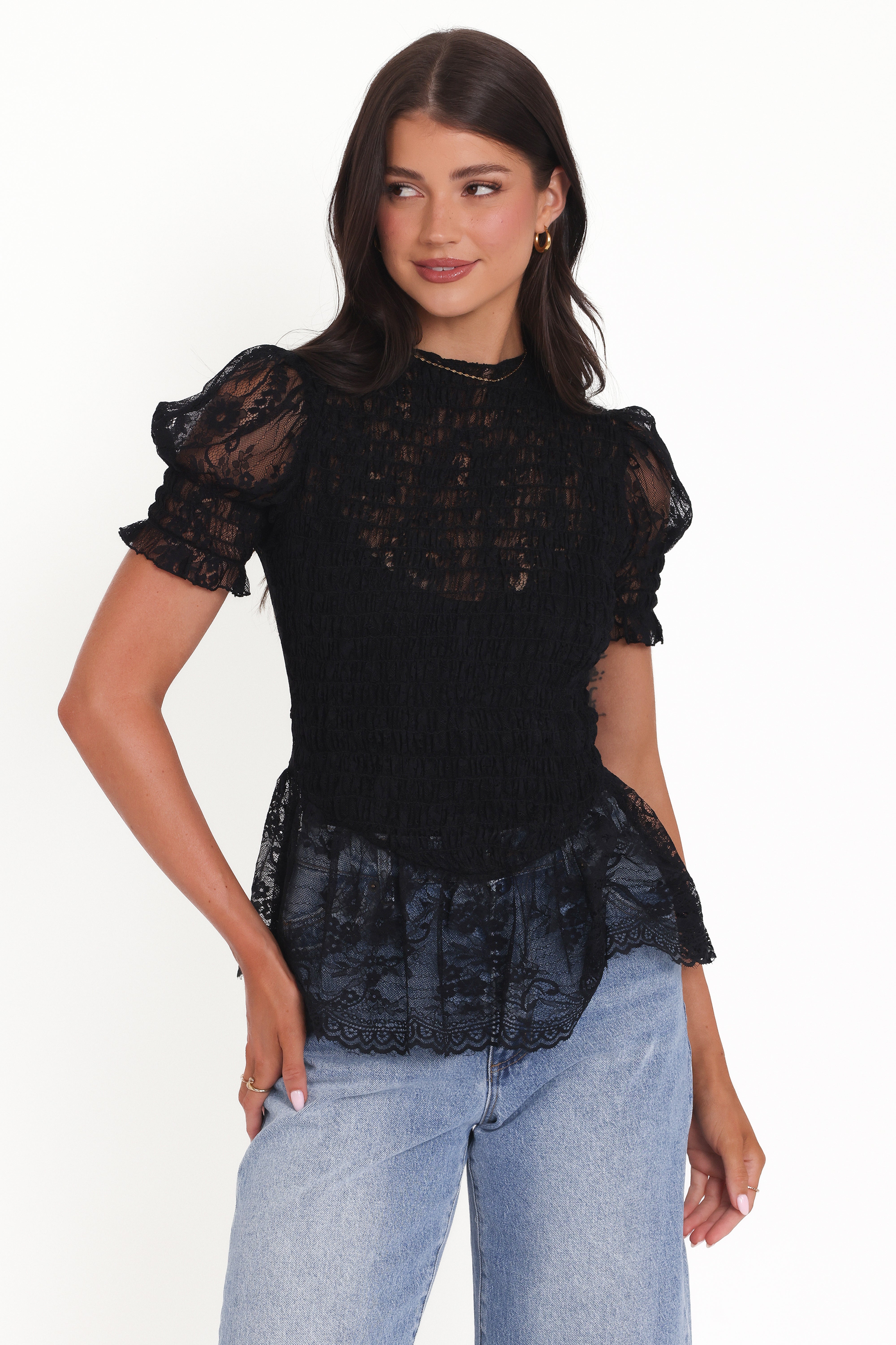 Adeline Peplum Top - Black