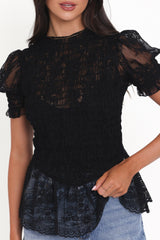 Adeline Peplum Top - Black