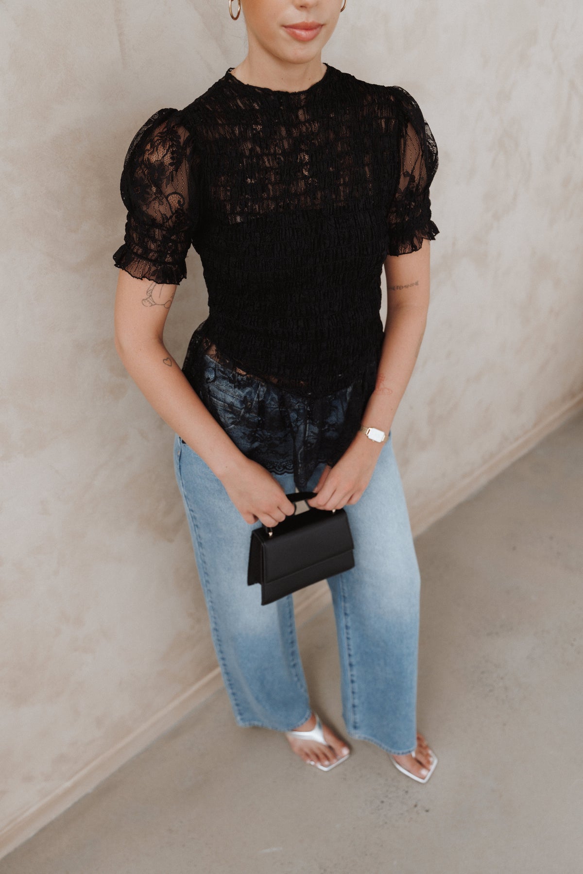 Adeline Peplum Top - Black