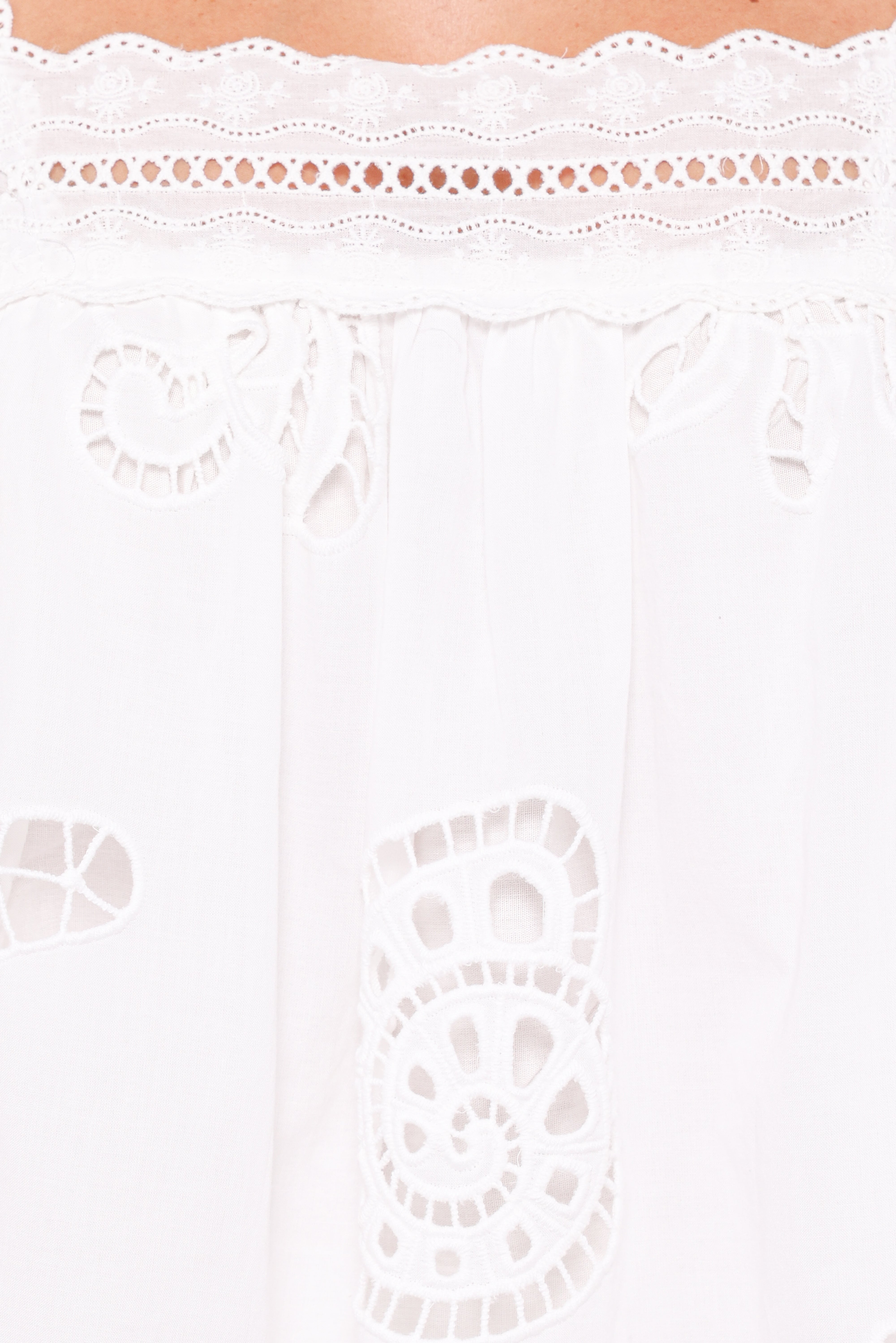 Aideen Eyelet Top - White Shell