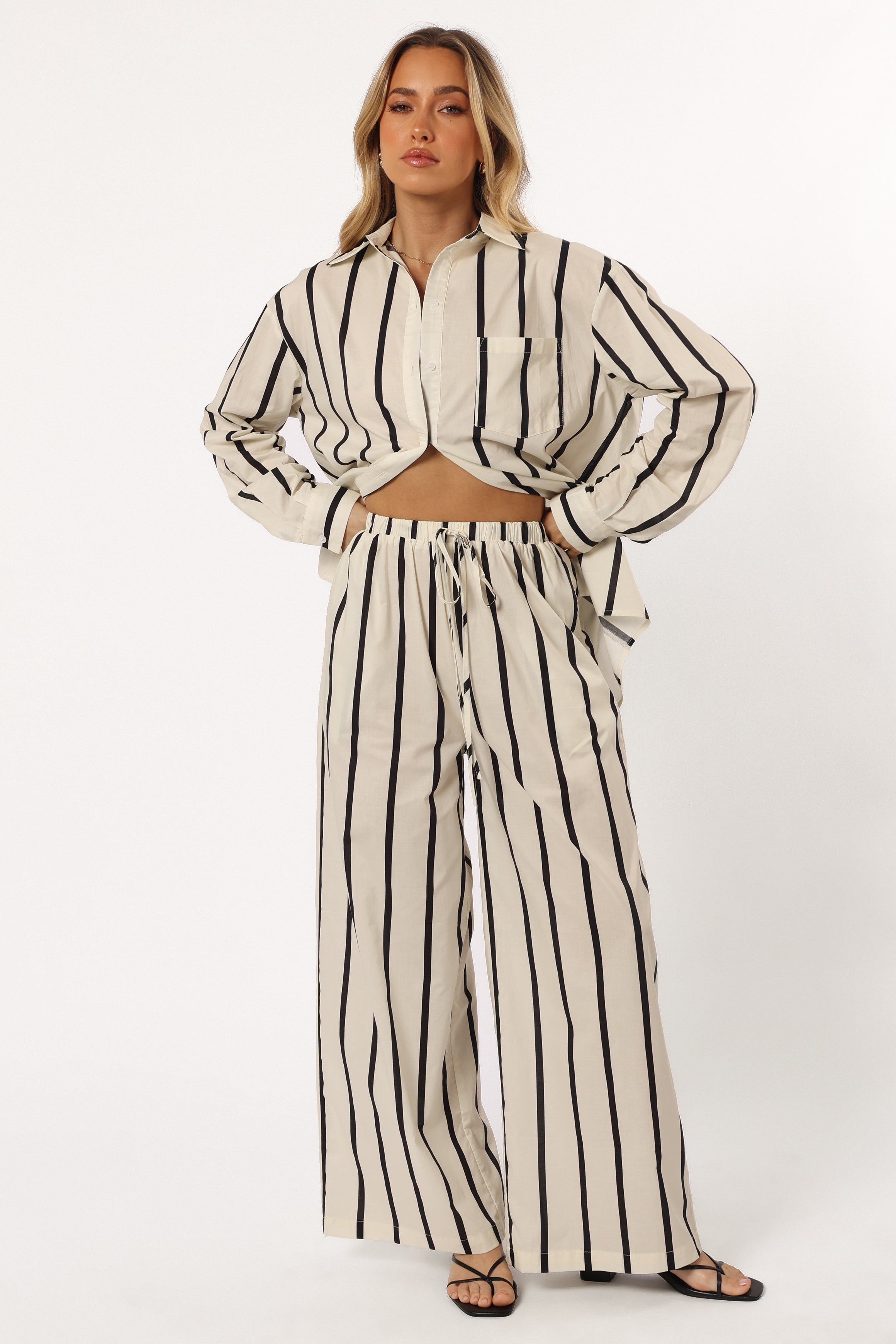 Silvia Button Down Shirt - Cream Stripe