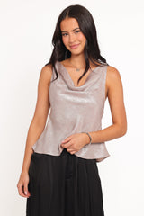 Vita Cowl Neck Cami Top - Champagne